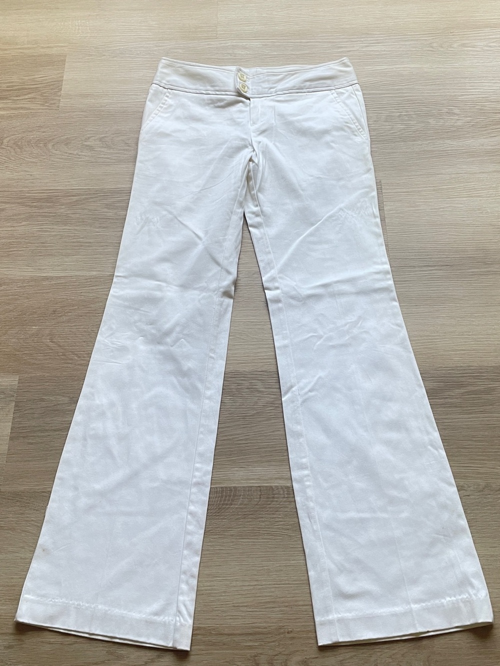 Rampage White Flared Front-Button Pants